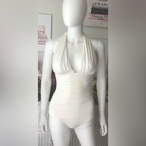 Victoria’s Secret halter ruched one piece swimsuit in Creamy white color size XS